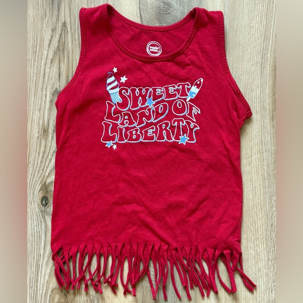 🇺🇸 Wonder Nation Red Sweet Land of Liberty Kids Tank Top